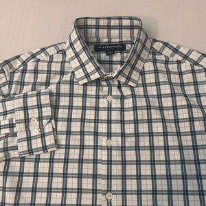 Mizzen+Main Leeward‎ Mens M Trim Fit Blue Gingham Plaid Stretch Button Up Shirt